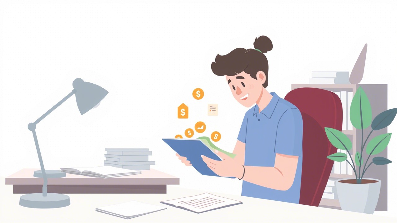 Illustration of a person navigating financial support resources